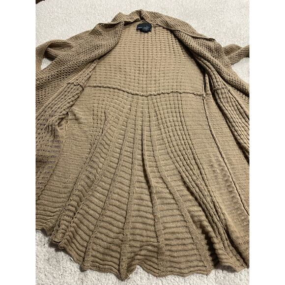 Cynthia Rowley Womens Small Open Front Long Sweater Cardigan Brown Linen Blend - Picture 3 of 8